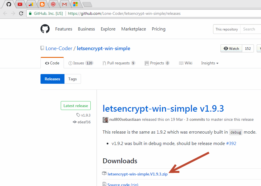 TLS сертификат. Архив гитхаб. Letsencrypt IIS.