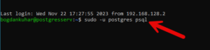 sudo -u postgres psql